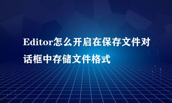 Editor怎么开启在保存文件对话框中存储文件格式