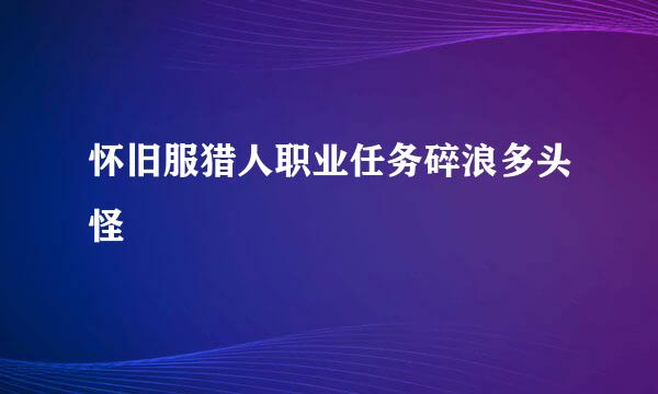 怀旧服猎人职业任务碎浪多头怪