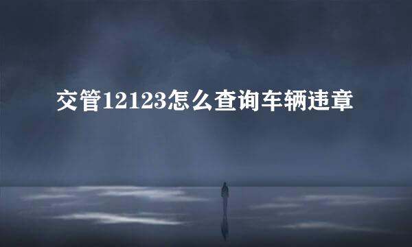 交管12123怎么查询车辆违章
