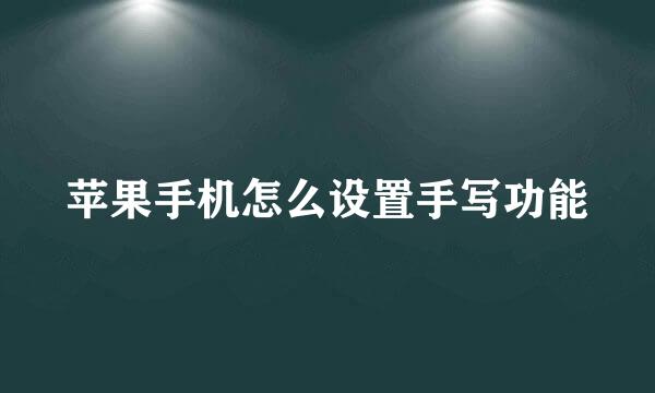 苹果手机怎么设置手写功能