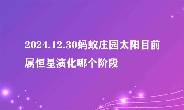2024.12.30蚂蚁庄园太阳目前属恒星演化哪个阶段
