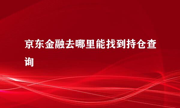 京东金融去哪里能找到持仓查询