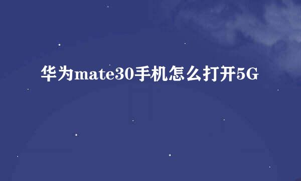 华为mate30手机怎么打开5G