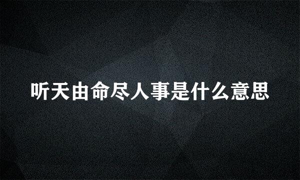 听天由命尽人事是什么意思