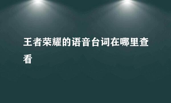 王者荣耀的语音台词在哪里查看