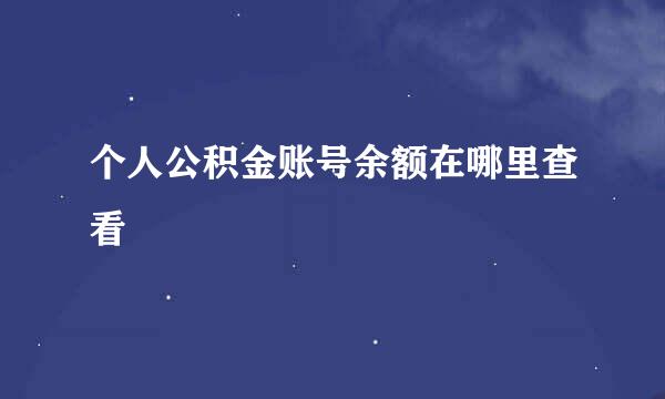 个人公积金账号余额在哪里查看