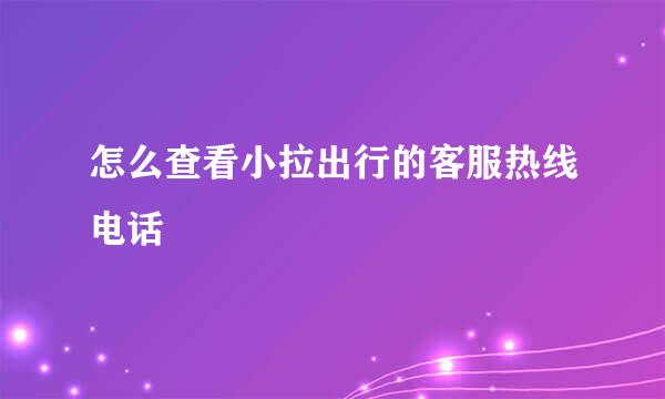 怎么查看小拉出行的客服热线电话