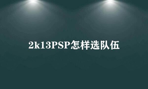 2k13PSP怎样选队伍