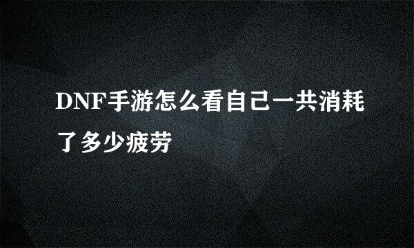 DNF手游怎么看自己一共消耗了多少疲劳
