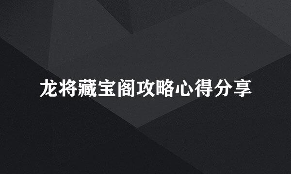 龙将藏宝阁攻略心得分享