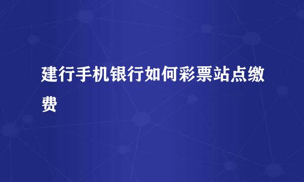 建行手机银行如何彩票站点缴费