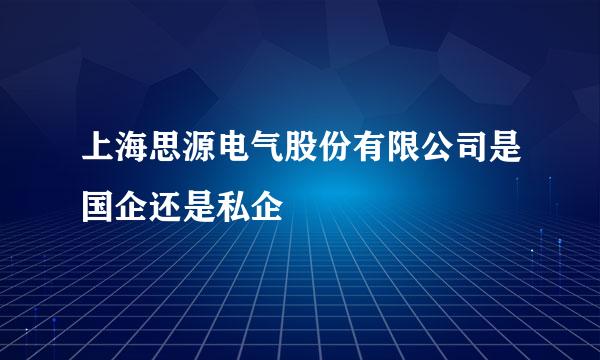 上海思源电气股份有限公司是国企还是私企