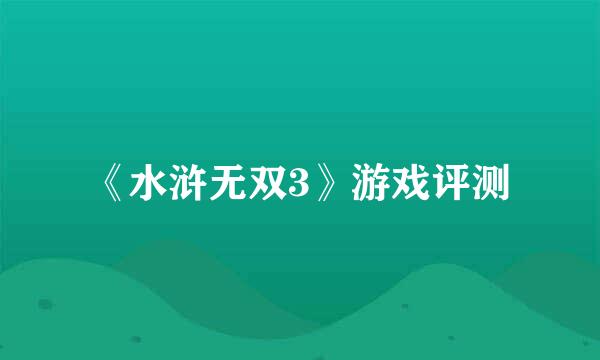 《水浒无双3》游戏评测