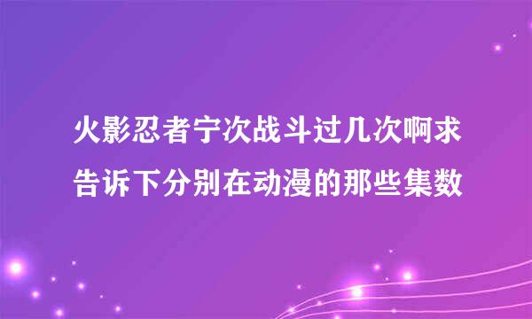 火影忍者宁次战斗过几次啊求告诉下分别在动漫的那些集数