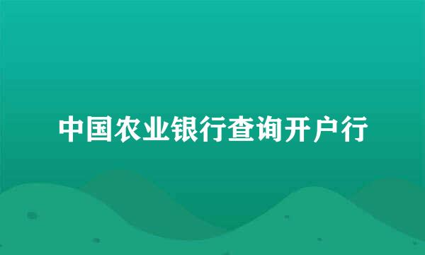 中国农业银行查询开户行