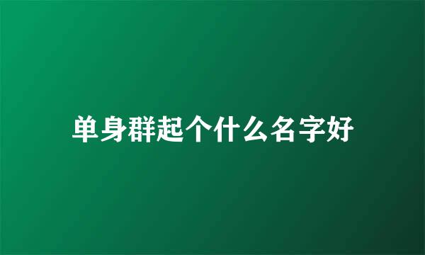 单身群起个什么名字好