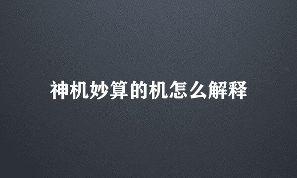 神机妙算的机怎么解释