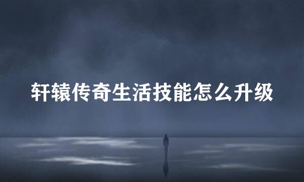 轩辕传奇生活技能怎么升级