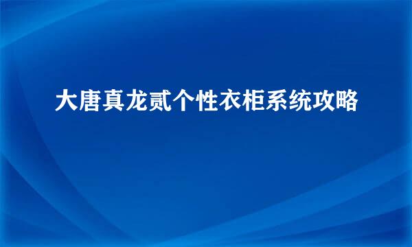 大唐真龙贰个性衣柜系统攻略