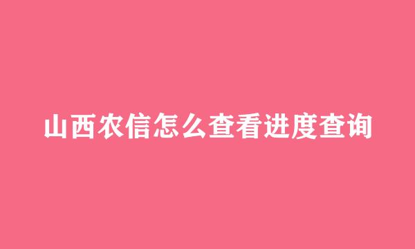 山西农信怎么查看进度查询