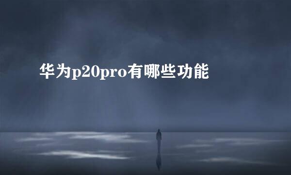 华为p20pro有哪些功能