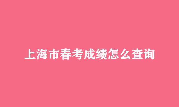 上海市春考成绩怎么查询