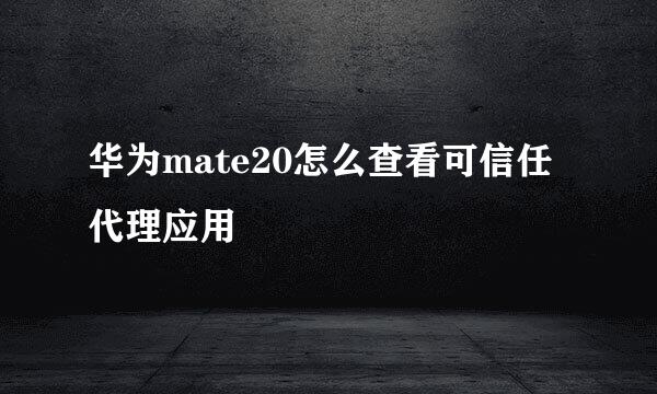 华为mate20怎么查看可信任代理应用
