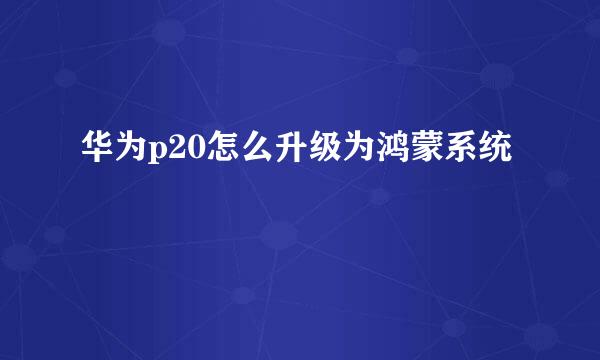 华为p20怎么升级为鸿蒙系统