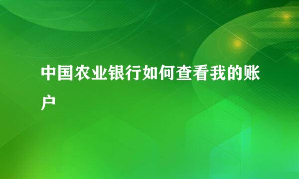 中国农业银行如何查看我的账户