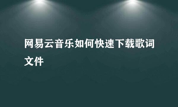 网易云音乐如何快速下载歌词文件