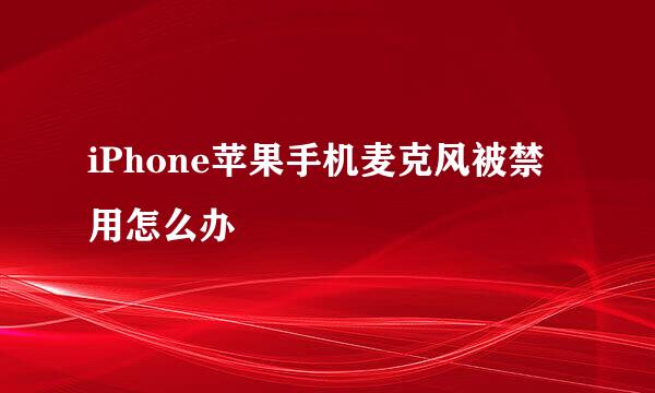 iPhone苹果手机麦克风被禁用怎么办