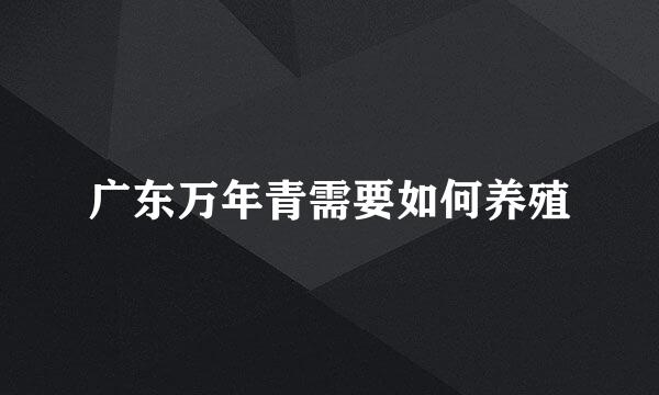 广东万年青需要如何养殖