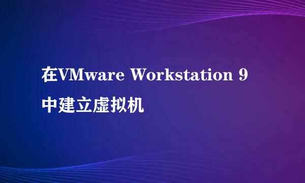 在VMware Workstation 9中建立虚拟机