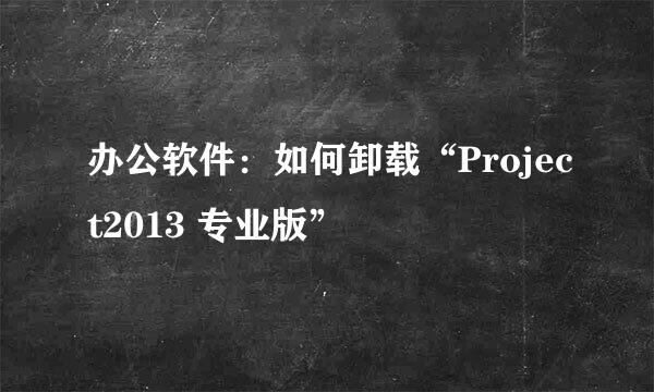 办公软件：如何卸载“Project2013 专业版”
