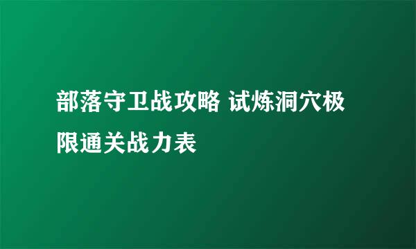 部落守卫战攻略 试炼洞穴极限通关战力表