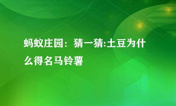 蚂蚁庄园：猜一猜:土豆为什么得名马铃薯