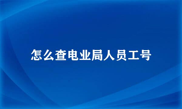 怎么查电业局人员工号