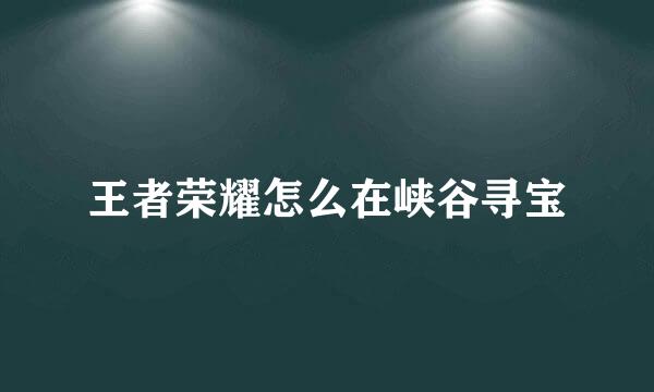 王者荣耀怎么在峡谷寻宝