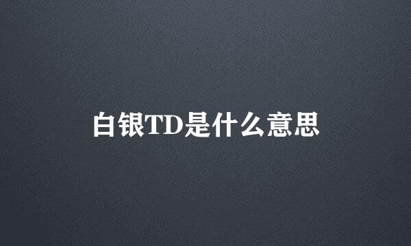 白银TD是什么意思