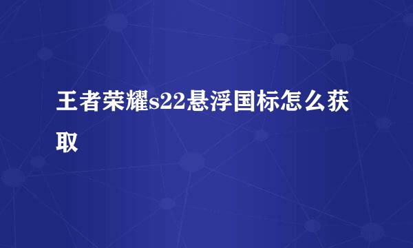 王者荣耀s22悬浮国标怎么获取