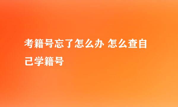 考籍号忘了怎么办 怎么查自己学籍号