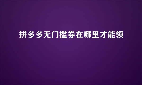 拼多多无门槛券在哪里才能领