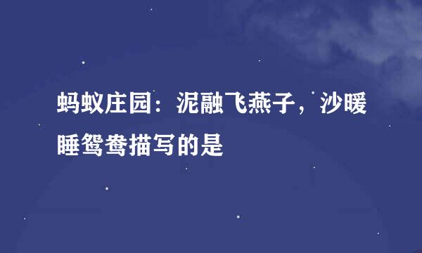蚂蚁庄园:泥融飞燕子,沙暖睡鸳鸯描写的是