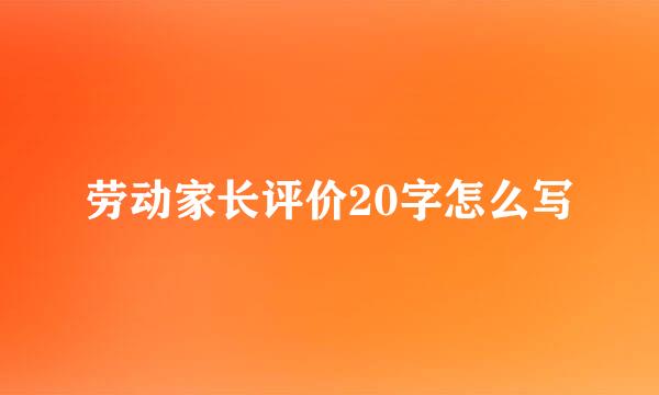 劳动家长评价20字怎么写