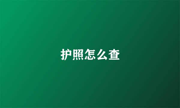 护照怎么查
