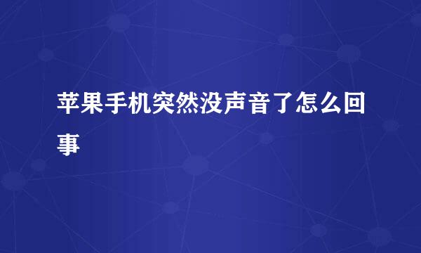 苹果手机突然没声音了怎么回事