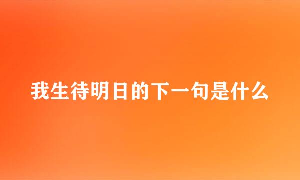 我生待明日的下一句是什么