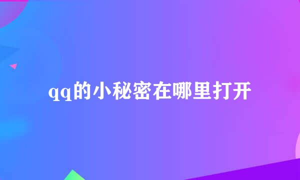 qq的小秘密在哪里打开
