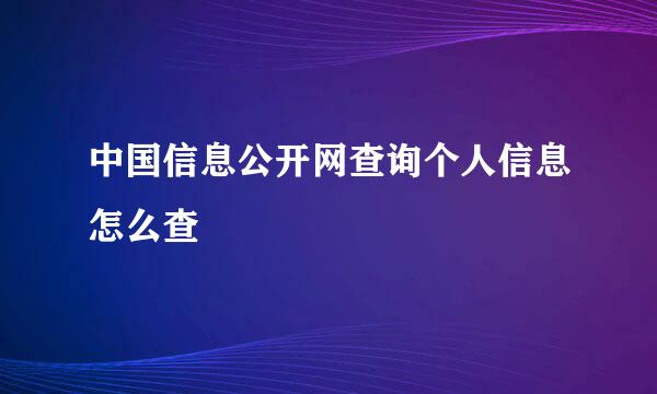 中国信息公开网查询个人信息怎么查