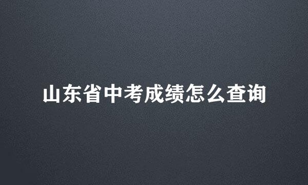 山东省中考成绩怎么查询